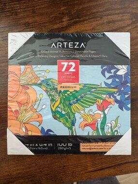 Unopened Arteza 72 Sheet Premium Animal Coloring Book